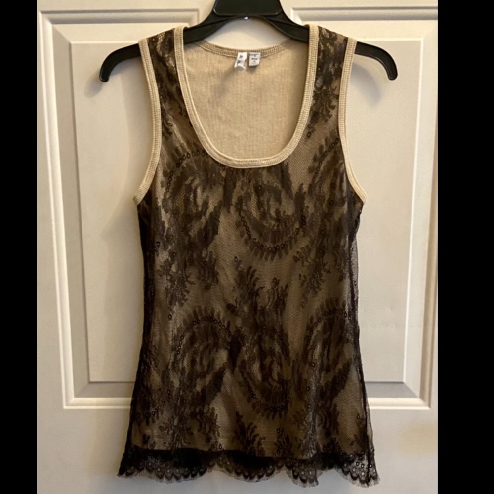 Cute lace overlay tank top